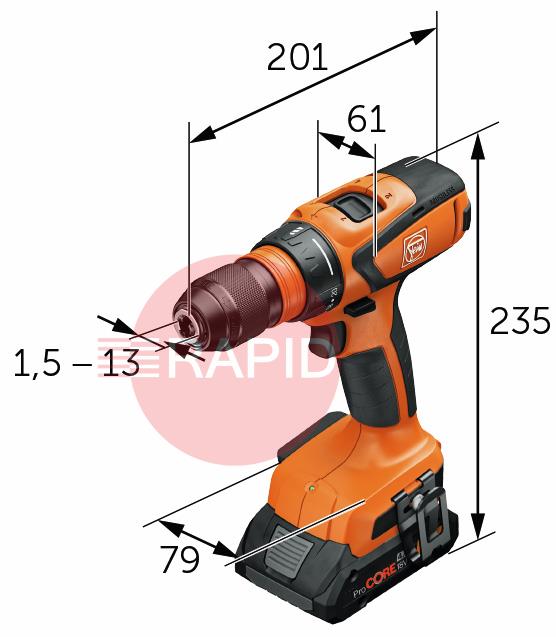 71161461000  FEIN ASCM 18 QSW AS Cordless 4-Speed Drill/Driver (Bare Unit)